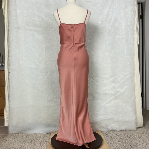 Anthropologie BHLDN Cali Satin Cowl Neck Midi Slip Dress Pink 6 - Picture 3 of 9